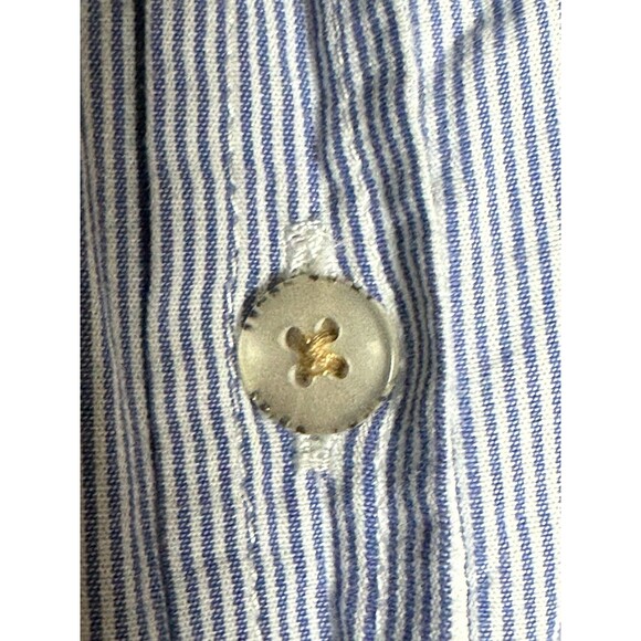 Saint James Depuis Women’s Button Down Pinstripe Shirt W/ Suede Elbow Patches XS - Picture 3 of 13